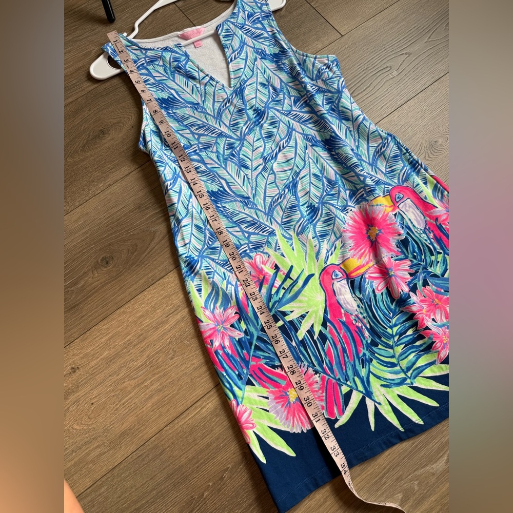 Lilly Pulitzer Harper Bennet Blue Lets Mango French Terry Stretch Shift Dress M - Picture 8 of 11